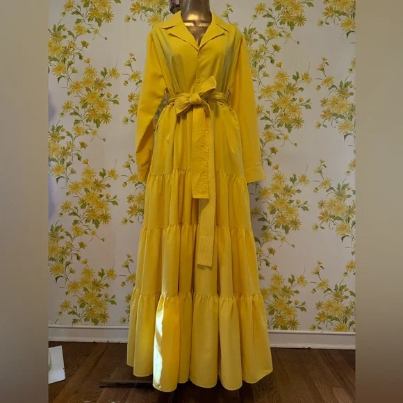 Yellow tiered Maxi Dress size M - Picture 6 of 12